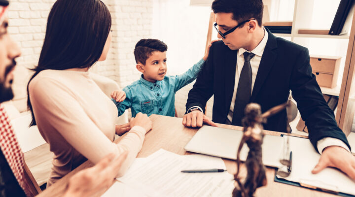 Family in Office of Divorce Lawyer