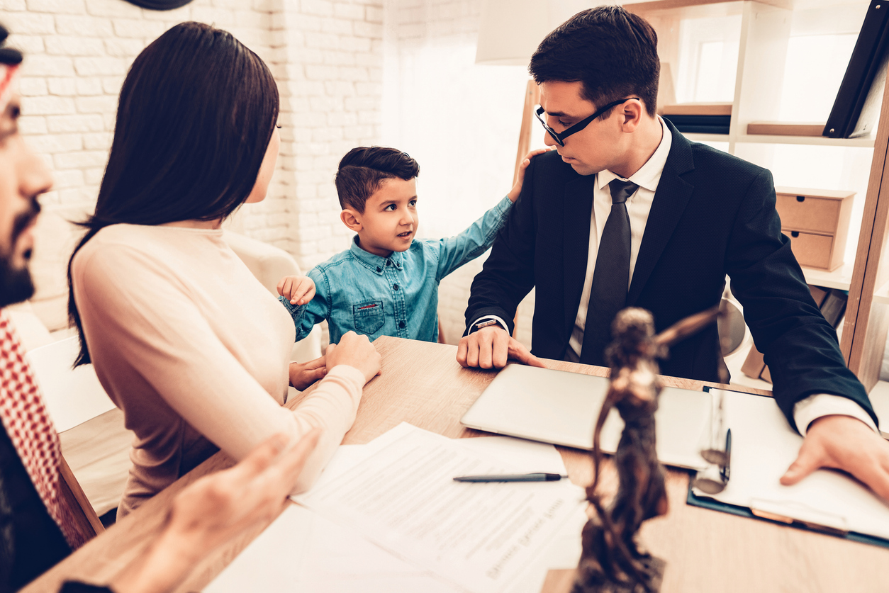 Family in Office of Divorce Lawyer